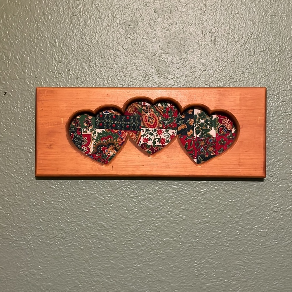 Vintage Wooden Holiday Hearts Wall Decor Christmas Cottagecore